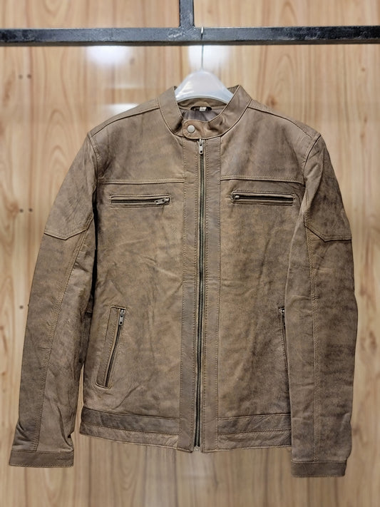 ORIGNAL Sheep leather JACKETS (dusty brown)front pocket