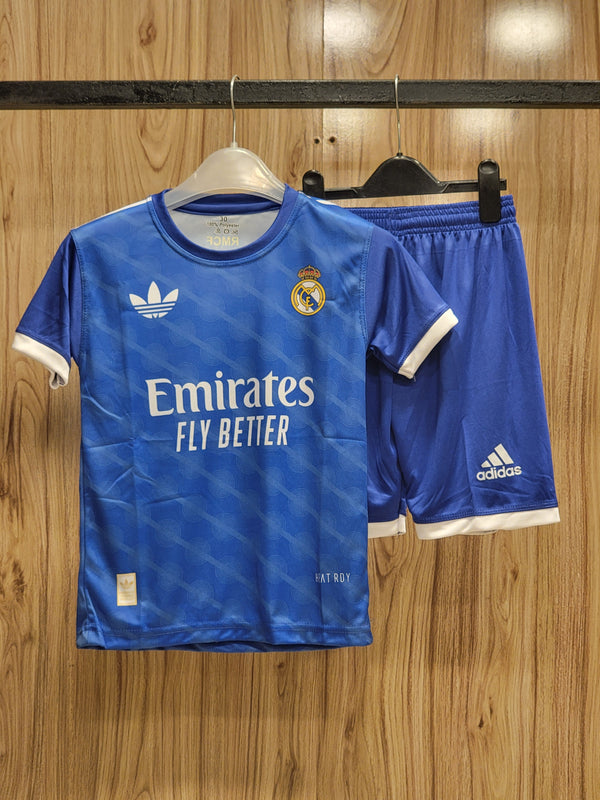 KIDS FOOTBALL JERSEYS (KIT+Shorts) blue emirates RONALDO