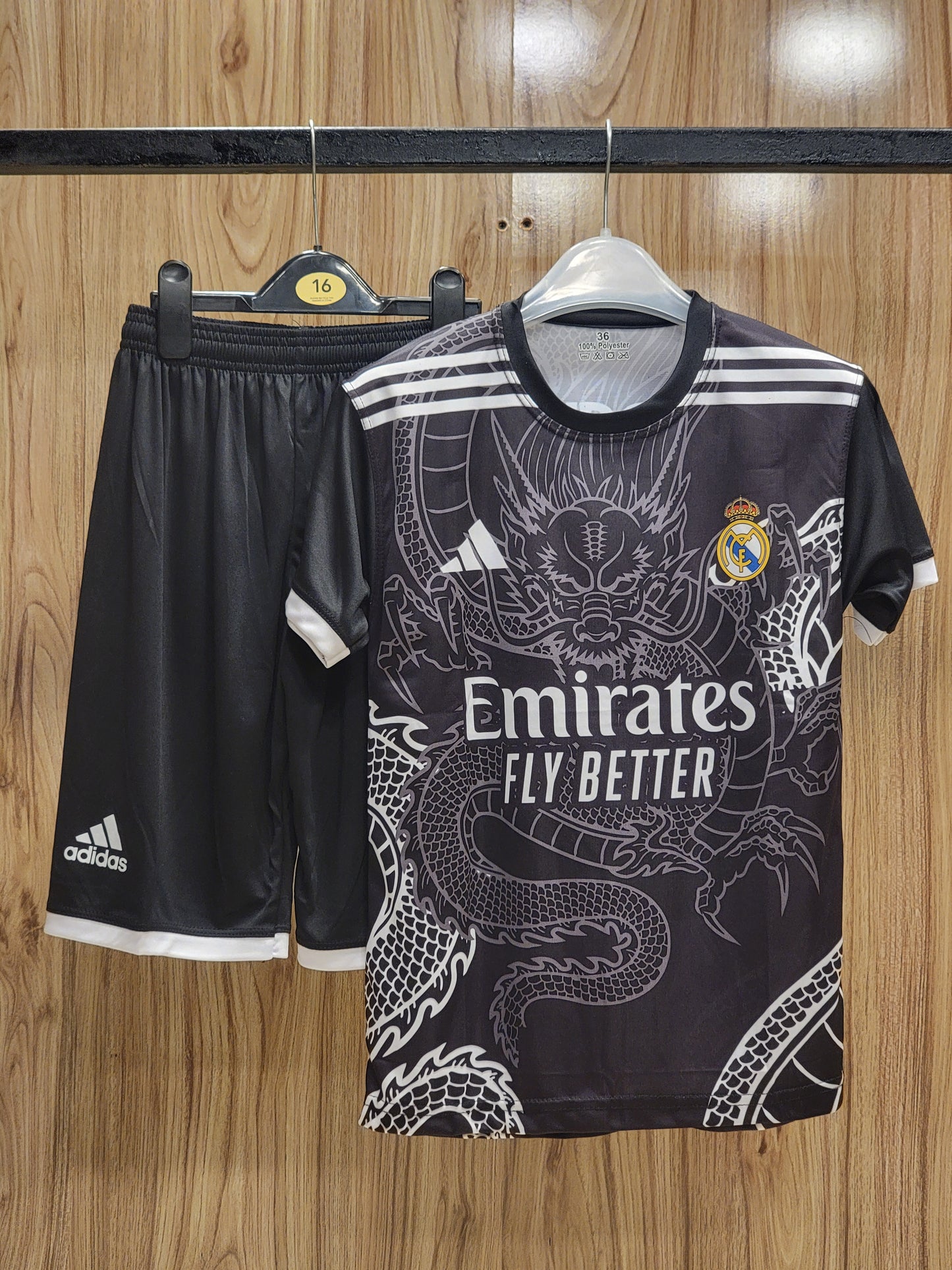 KIDS FOOTBALL JERSEYS (KIT+Shorts) dragon black ( Ronaldo 7 )