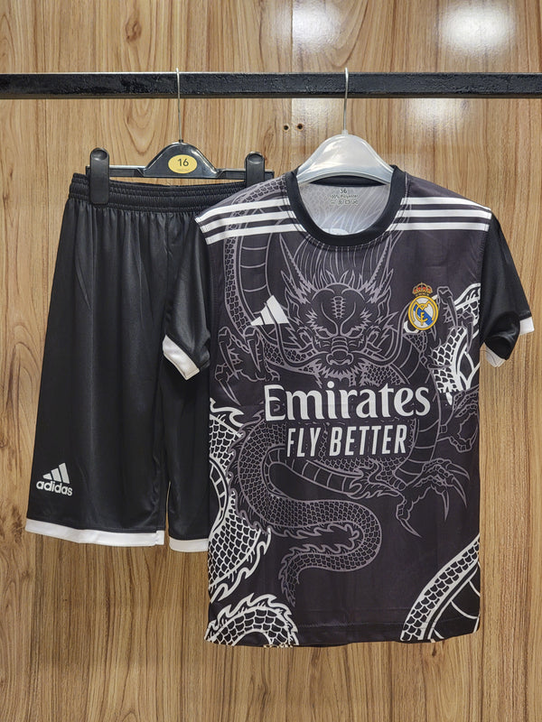 KIDS FOOTBALL JERSEYS (KIT+Shorts) dragon black ( Ronaldo 7 )